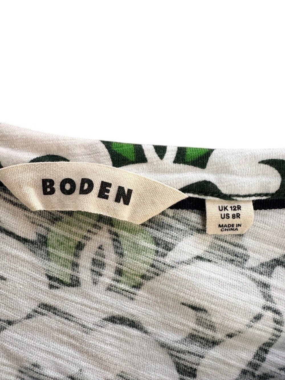 Boden Easy Notch Neck Jersey Dress 100% Cotton, Green and White, 8 - Picture 11 of 15